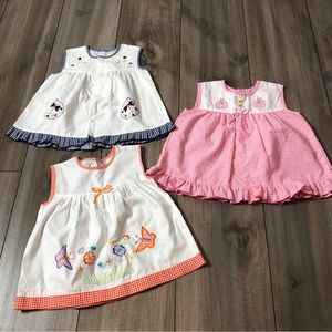 embroidered baby girl dress 9- 12 months set of 3